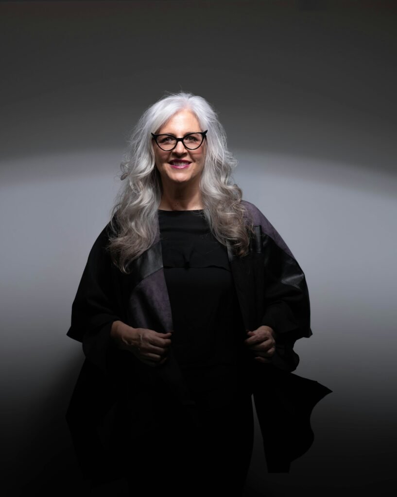 Portrait of a woman with natural silver grey hair